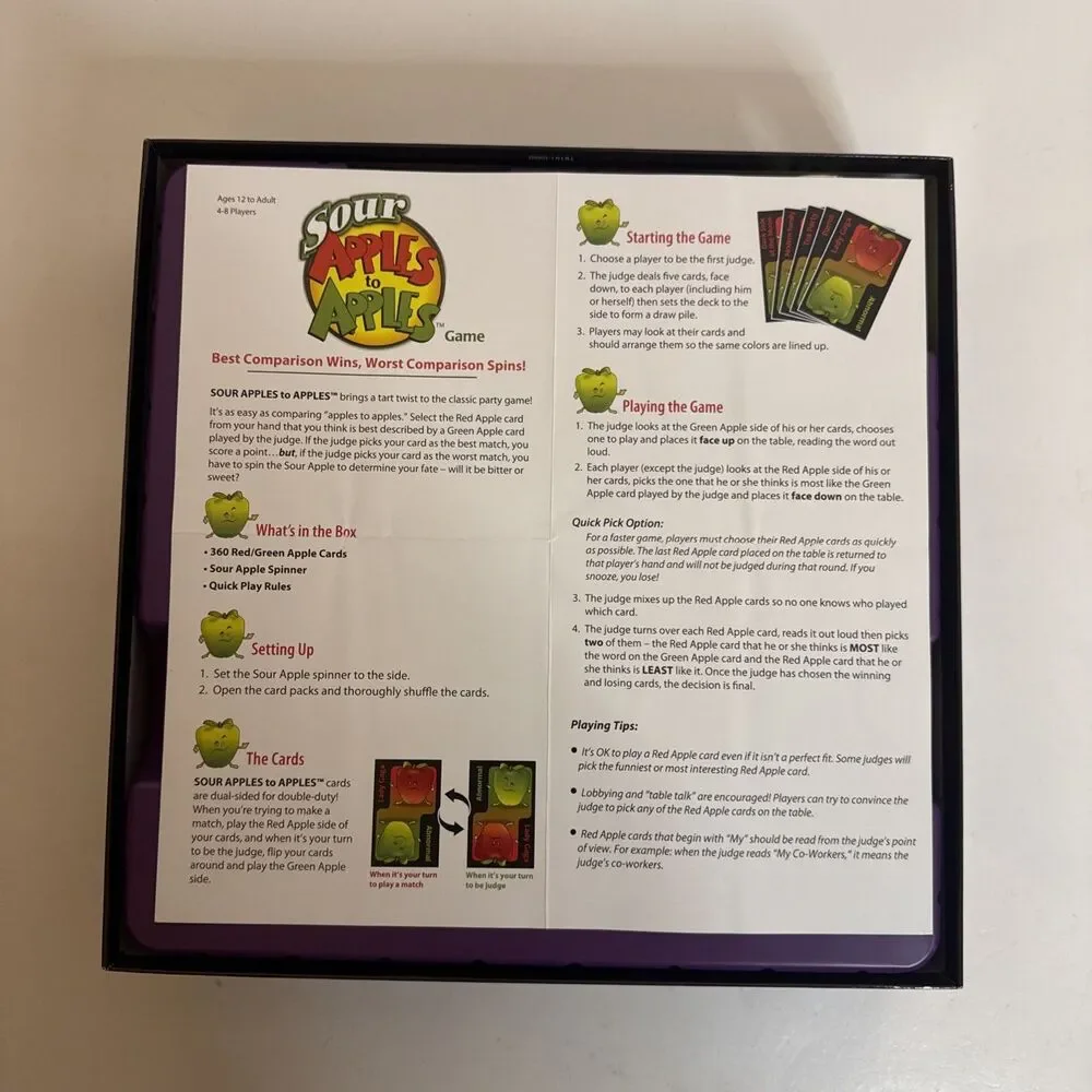 Mattel SOUR APPLES TO APPLES GAME Target Exclusive‎ 2010 New Open Box Family Fun